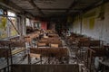 Abandoned Classroom in School number 5 of Pripyat, Chernobyl Exclusion Zone 2019 Royalty Free Stock Photo