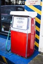 Abandoned and closed vintage fuel pump at petrol station. Abandoned Fuel Pump