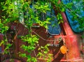 Abandoned commercial truck cab