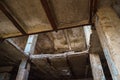 Abandoned concrete construction with destructed ceiling Royalty Free Stock Photo
