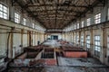 Abandoned concrete factory. Large empty industrial hall Royalty Free Stock Photo