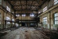 Abandoned concrete factory. Large empty industrial hall Royalty Free Stock Photo