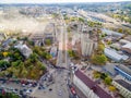 Abandoned concrete grain elevator building after the demolition in Kharkiv