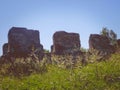 Abandoned construction site in the grass Royalty Free Stock Photo