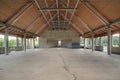 Abandoned construction site with left over materials in a hall Royalty Free Stock Photo