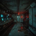 Abandoned Control Room in Bunker Royalty Free Stock Photo