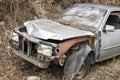 Abandoned crashed broken car