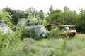 abandoned damaged russian military helicopter Mil Mi-2 Hoplite. broken air copter