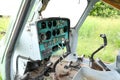 abandoned damaged russian military helicopter Mil Mi-2 Hoplite. broken air copter