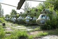 abandoned damaged russian military helicopter Mil Mi-2 Hoplite. broken air copter