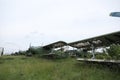 abandoned damaged soviet union military airplane Antonov An-2