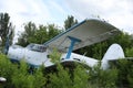 abandoned damaged soviet union military airplane Antonov An-2