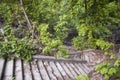 Abandoned dangerous stairs in the city park