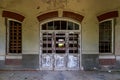 Abandoned, decaying historical heritage of the 19th century, an old ownerless estate. Background with copy space