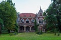 Abandoned, decaying historical heritage of the 19th century, an old ownerless estate. Background with copy space