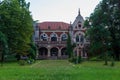 Abandoned, decaying historical heritage of the 19th century, an old ownerless estate. Background with copy space