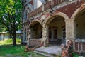 Abandoned, decaying historical heritage of the 19th century, an old ownerless estate. Background with copy space