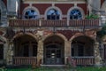 Abandoned, decaying historical heritage of the 19th century, an old ownerless estate. Background with copy space