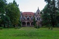 Abandoned, decaying historical heritage of the 19th century, an old ownerless estate. Background with copy space