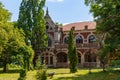 Abandoned, decaying historical heritage of the 19th century, an old ownerless estate. Background with copy space