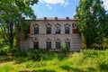 Abandoned, decaying historical heritage of the 19th century, an old ownerless estate. Background with copy space