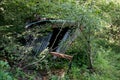 Abandoned little warehouse in a forest