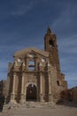 Abandoned destroyed church of San Martin de Tours in the old city of Belchite in Spain