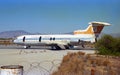 Abandoned and destroyed Hawker Siddeley Trident of Cyprus Airways aircraft at the closed Nicosia International Airport in the Royalty Free Stock Photo