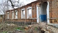 Abandoned destroyed old brick house in city Royalty Free Stock Photo