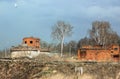 Abandoned Destroyed Technical Brick Buildings Royalty Free Stock Photo