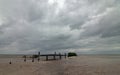 Abandoned Deteriorating Boat Dock Chachmuchuk Lagoon in Isla Blanca Cancun Mexico Royalty Free Stock Photo