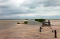 Abandoned Deteriorating Boat Dock Chachmuchuk Lagoon in Isla Blanca Cancun Mexico Royalty Free Stock Photo