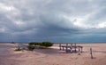 Abandoned Deteriorating Boat Dock Chachmuchuk Lagoon in Isla Blanca Cancun Mexico Royalty Free Stock Photo