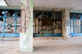 Abandoned devastated hospital main entrance Royalty Free Stock Photo