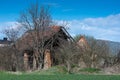 Abandoned destroyed house, collapsed, village