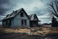 abandoned, dilapidated house under a gloomy sky Royalty Free Stock Photo