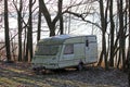 Abandoned dirty conventional camper trailer