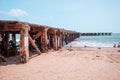 Abandoned dock in Masachapa, Nicaragua. An old pier in a beach.