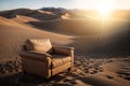 abandoned empty armchair standing in the desolate desert - depression anxious concept