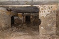 Abandoned empty old dark underground cellar. An abandoned basemen Royalty Free Stock Photo