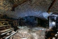 Abandoned empty old dark underground vaulted cellar Royalty Free Stock Photo