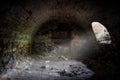 Abandoned empty old dark underground vaulted cellar Royalty Free Stock Photo