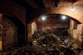 Abandoned empty old dark underground vaulted cellar Royalty Free Stock Photo