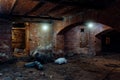 Abandoned empty old dark underground vaulted cellar Royalty Free Stock Photo