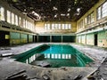 abandoned empty pool at abandoned building Royalty Free Stock Photo