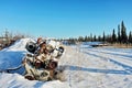 Abandoned engine in the snow Royalty Free Stock Photo