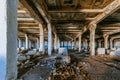 Abandoned factory. Large empty ruined industrial hall Royalty Free Stock Photo