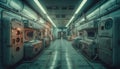 Abandoned factory, old machinery, metal equipment, obsolete industry, empty inside generated by AI