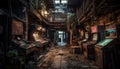 Abandoned factory, old machinery, spooky and unhygienic generated by AI