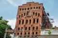 Abandoned factory of red brick - former elevator of factory of baked goods, Novorossiysk, Russia Royalty Free Stock Photo